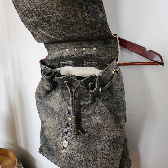 Handmade Genuine Leather Embroiderd Backpack Bag Purse - Picture 10 of 12